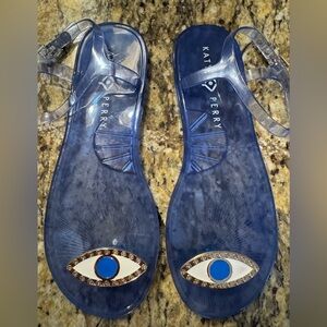 Katy Perry Collections Transparent Blue Eye jelly sandals 9 used great shapei